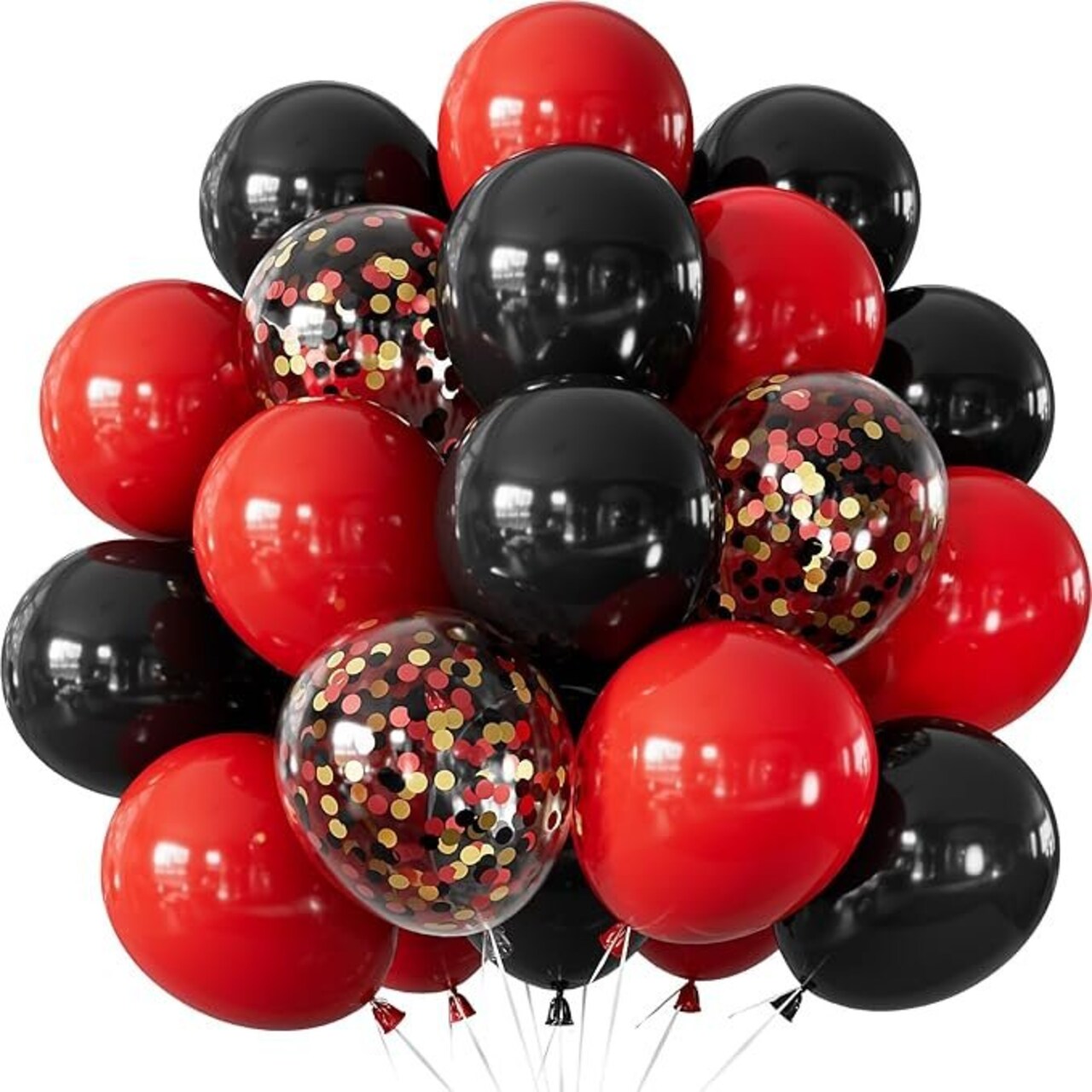 Edge Collections -12"-Festive Black and Gold Confetti Balloons-50 pcs